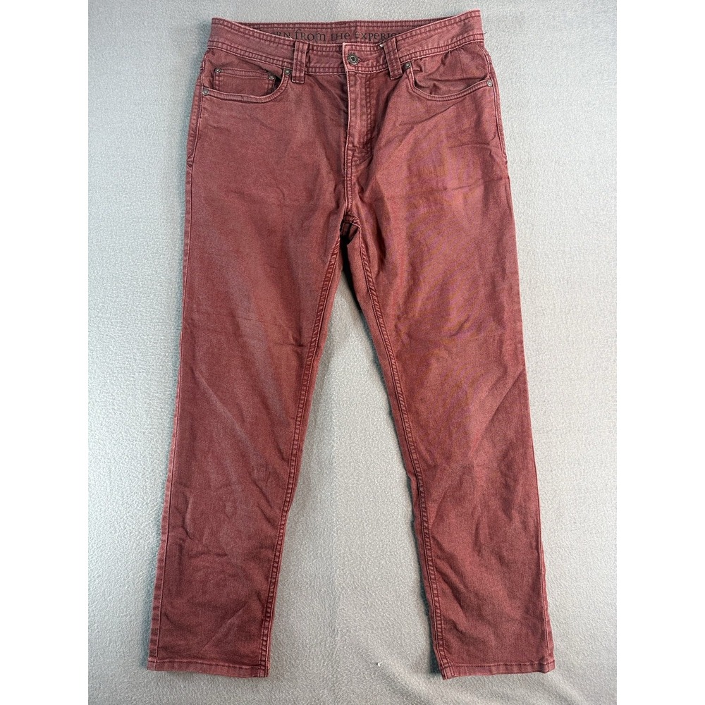 PrAna Brion Jeans Mens 32x30 Red Slim Straight Stretch Denim Casual 5 Pocket